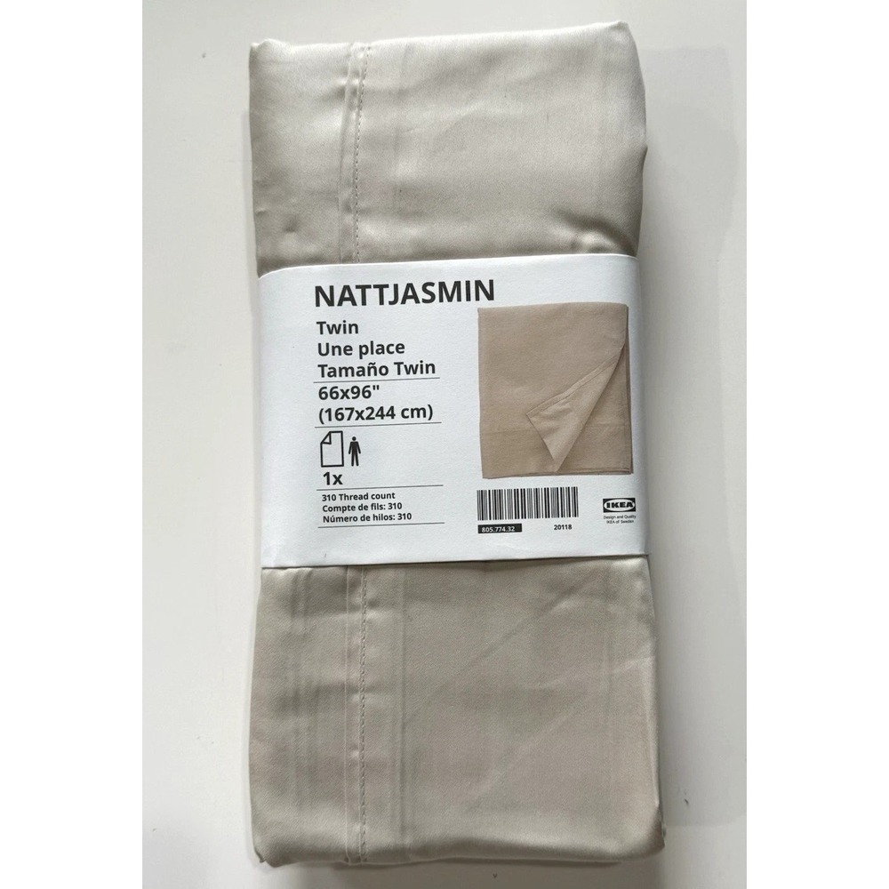 IKEA NATTJASMIN Twin Flat Sheet Light Beige 805.774.32 New